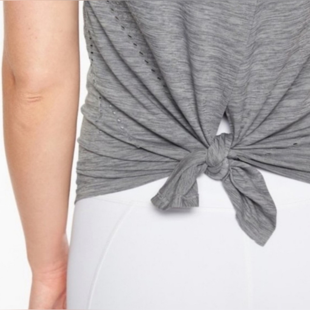 Athleta Foothill Seamless Nylon Cross Back Athletic Tank Size S Like New Gray‎ - Picture 3 of 7